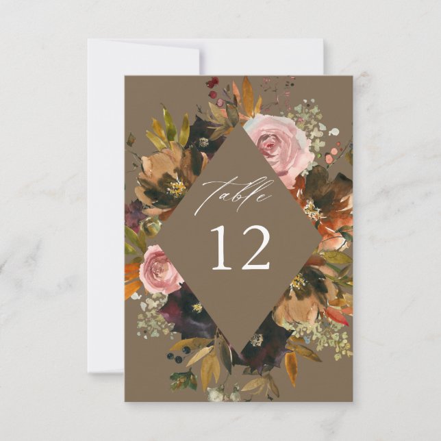 Invitation Numéros de tableau Rustique Gold, Purple et Rose F (Devant)