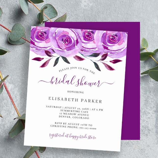 Invitation nuptiale chic violet budget (Créateur téléchargé)