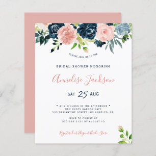 Invitation nuptiale d'aquarelle florale budget