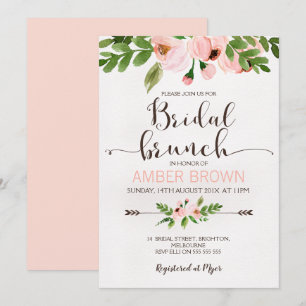 Invitation nuptiale de brunch de roses floraux