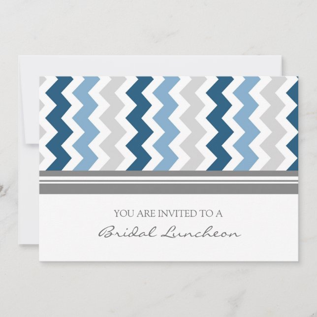Invitation nuptiale de déjeuner de Chevron de gris (Devant)