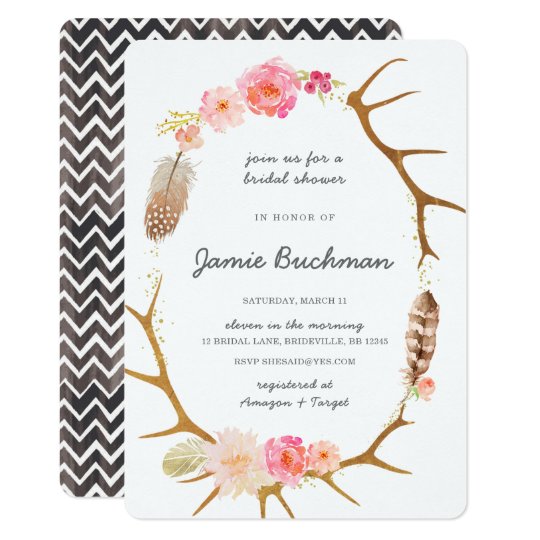 Invitation nuptiale de douche de Boho Antler