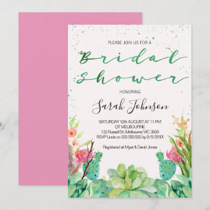 invitation nuptiale de douche de cactus succulent