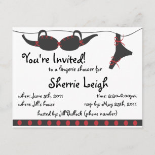 Invitation nuptiale de douche de dessous noirs et