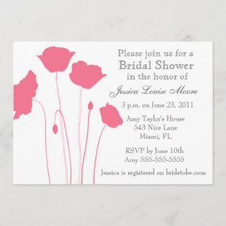 Invitation nuptiale de douche de pavots de corail