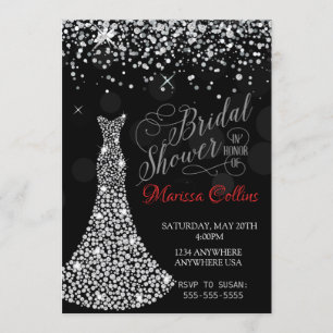Invitation nuptiale de douche de robe de diamant,