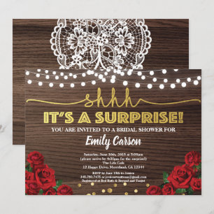 Invitation nuptiale de douche de surprise de rose