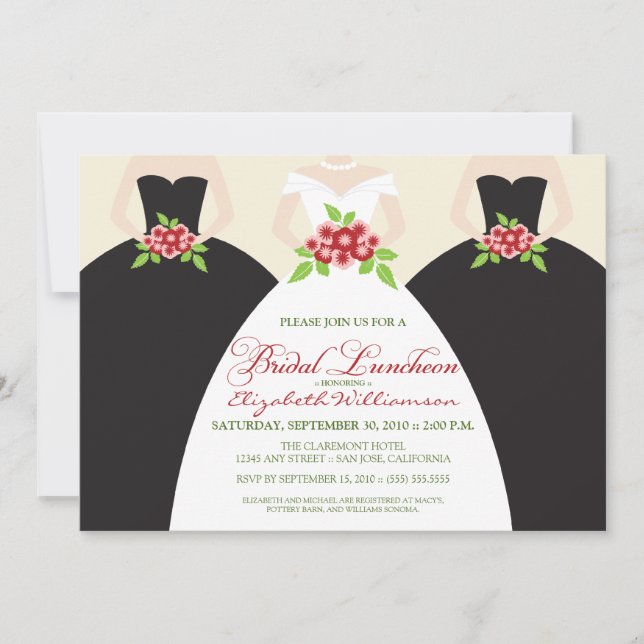 Invitation nuptiale de jeune mariée et de déjeuner (Devant)