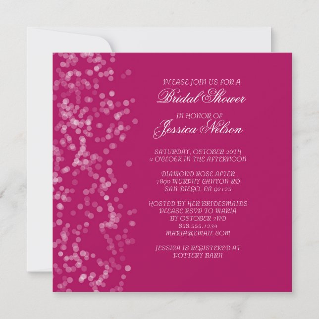 Invitation nuptiale de luxe rose florale robe de m (Devant)