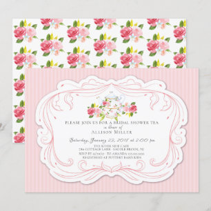 Invitation nuptiale de thé de rose de cru