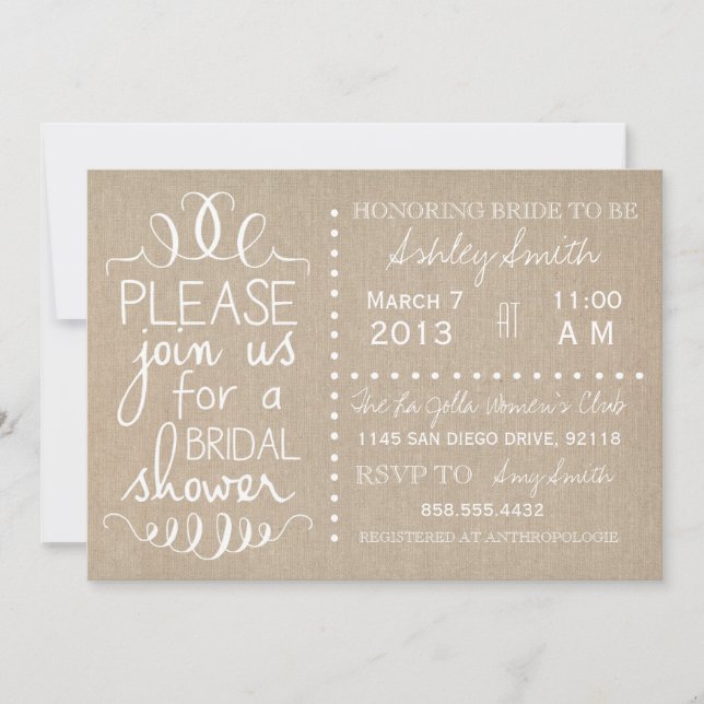 Invitation nuptiale de toile de jute naturelle (Devant)