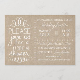 Invitation nuptiale de toile de jute naturelle