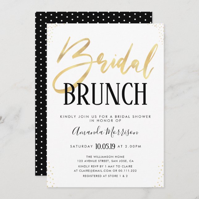 Invitation nuptiale élégante de brunch (Devant / Derrière)