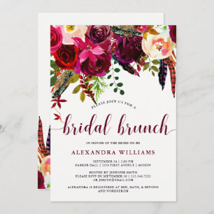 Invitation   nuptiale florale de brunch de Boho