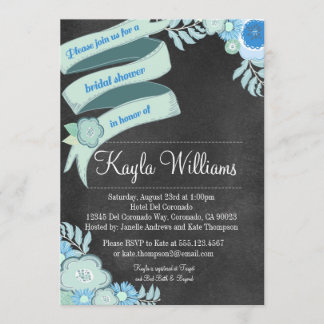 Invitation nuptiale florale Teal de douche de
