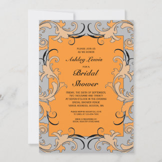 Invitation nuptiale victorienne grise de corail de