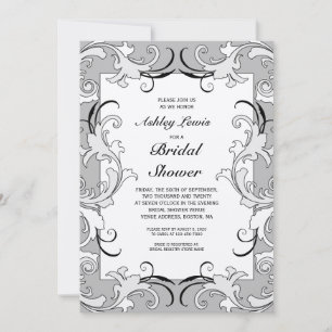 Invitation nuptiale victorienne noire de douche