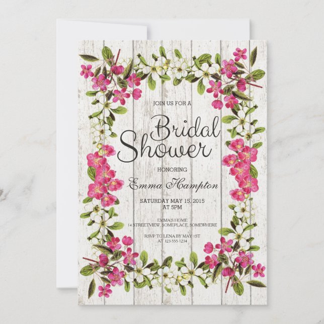Invitation nuptiale vintage florale rustique de (Devant)