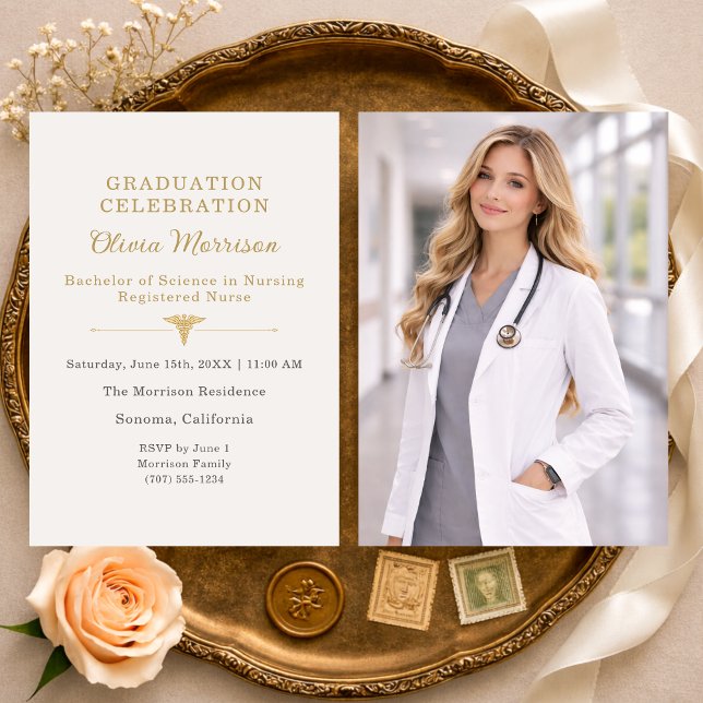 Invitation Nurse Graduation Celebration Photo  (Créateur téléchargé)