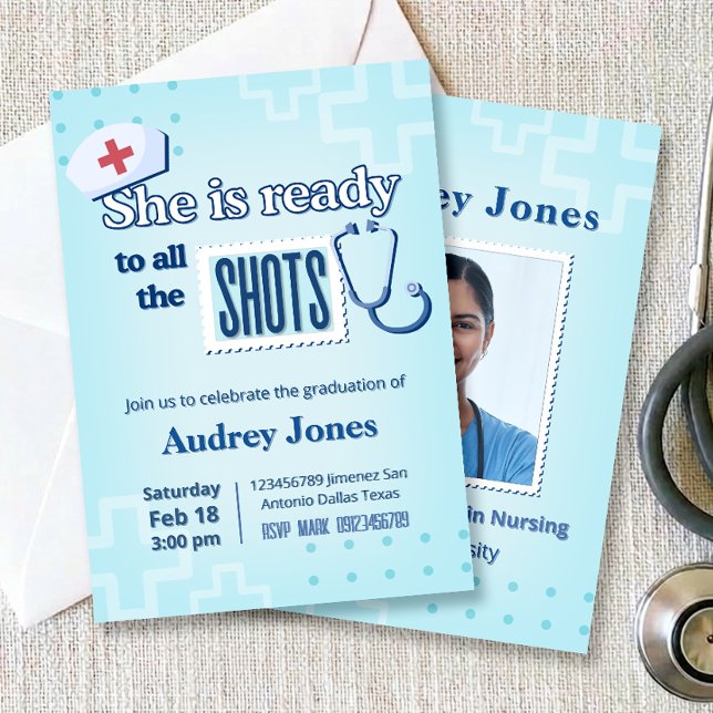 Invitation Nurse Graduation Party with Photo (Nurse Graduation Party with Photo Invitation)