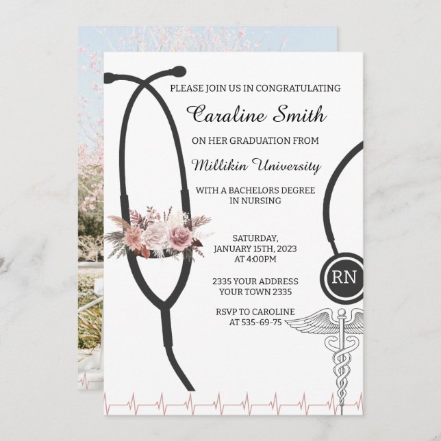 Invitation Nursing Graduation (Devant / Derrière)