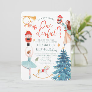 Invitation Nutcracker Aquarelle Onederful Baby Birthday