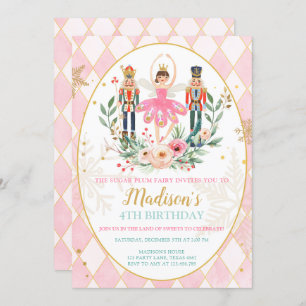 Invitation Nutcracker Birthday Girl Ballet Girl Suger Plum