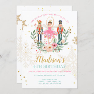 Invitation Nutcracker Birthday Girl Ballet Girl Suger Plum