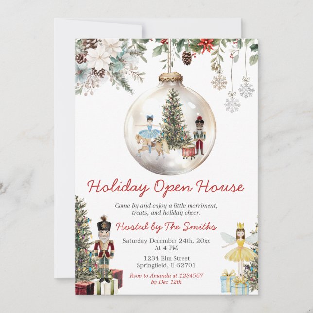 Invitation Nutcracker Christmas Ornament Holiday Open House (Devant)
