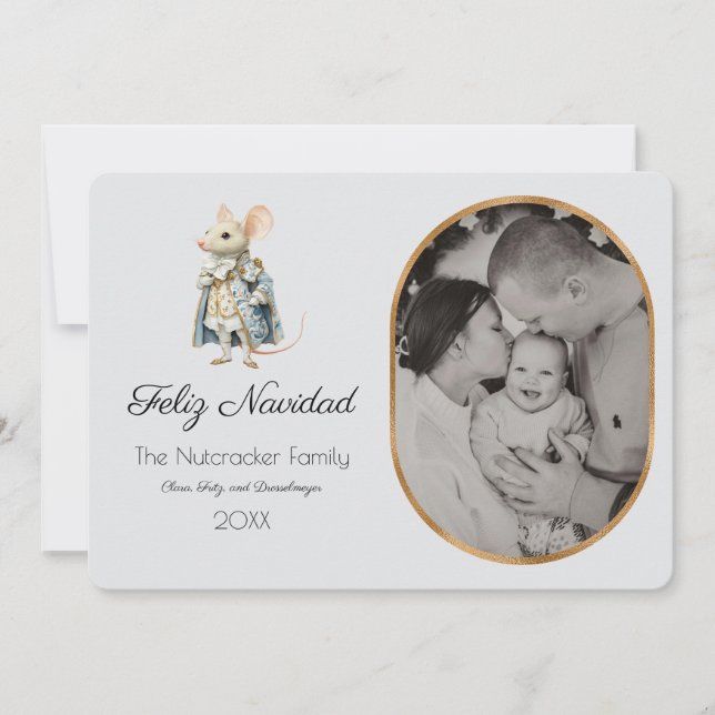 Invitation Nutcracker Feliz Navidad Photo Grey Card (Devant)