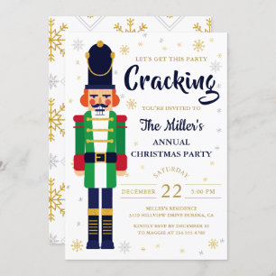 Invitation Nutcracker Gold Snowflics Noël Fête