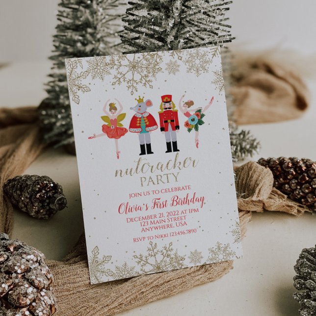Invitation Nutcracker hiver Anniversaire Rouge et or Invitati (Créateur téléchargé)