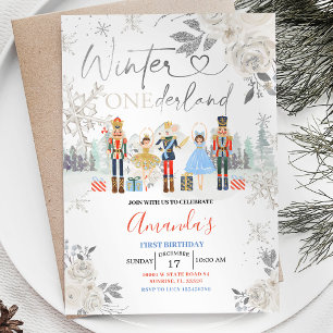 Invitation Nutcracker Hiver Onederland White Snowflake