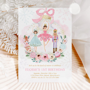 Invitation Nutcracker Land Of Sweets Sugar Plum Fairy Pink