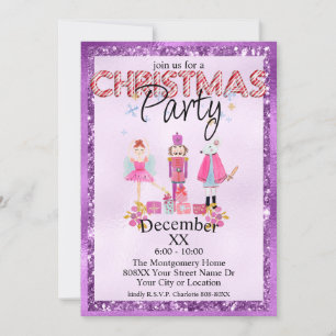 Invitation Nutcracker Noël Aquarelle Parties scintillant pour