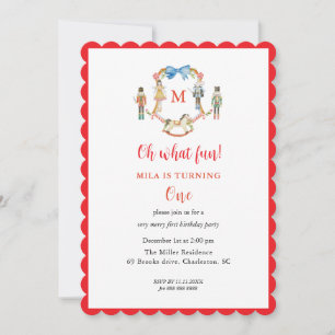 Invitation Nutcracker Noël Monogramme 1er anniversaire