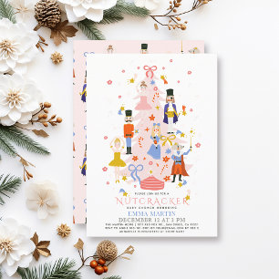 Invitation Nutcracker Pink Christmas Tree Baby shower