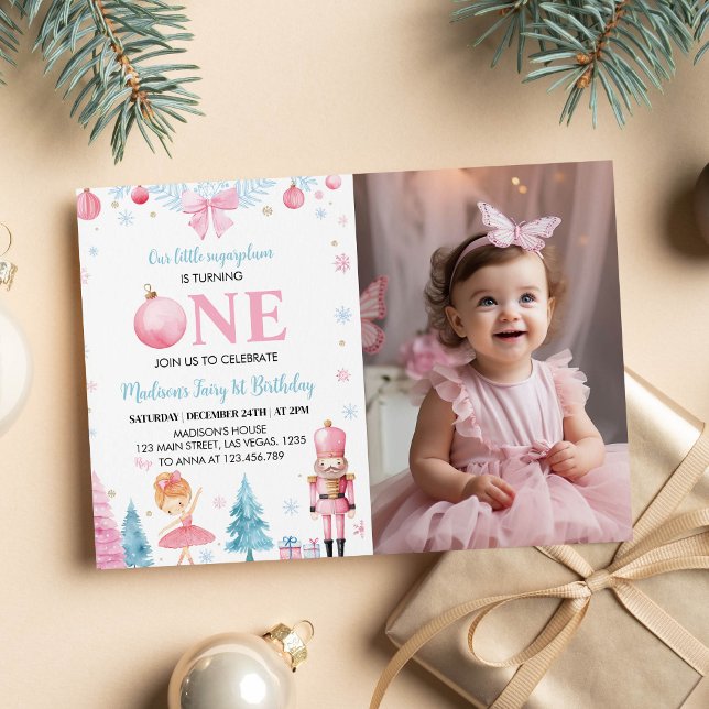 Invitation Nutcracker Pink Fairy Anniversaire Photo Invitatio (Créateur téléchargé)