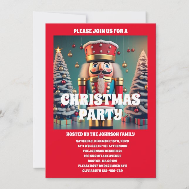 Invitation Nutcracker Red Christmas Party (Devant)
