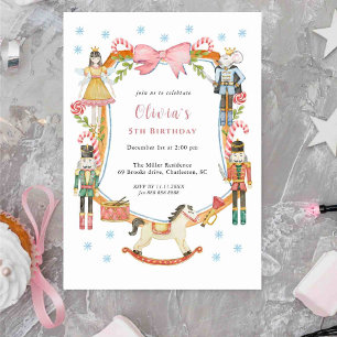 Invitation Nutcracker rose mignon Noël Fille Anniversaire