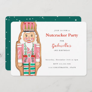 Invitation Nutcracker rose & turquoise hiver neige vacances e
