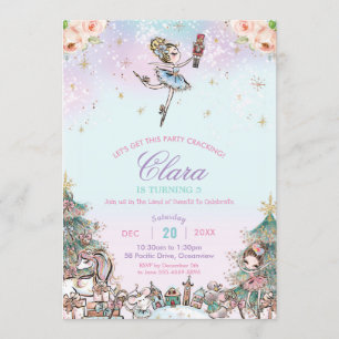 Invitation Nutcracker Sugar Plum Fairy Noël Anniversaire