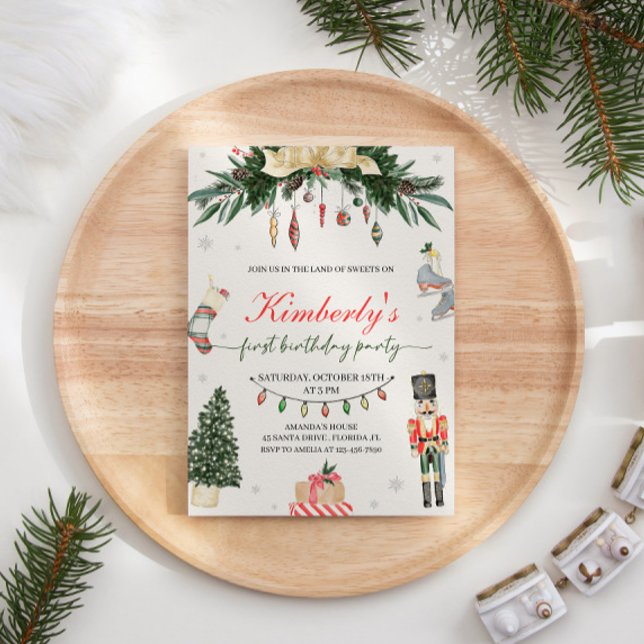 Invitation Nutcracker vintage Hiver Onederland 1er anniversai (Créateur téléchargé)