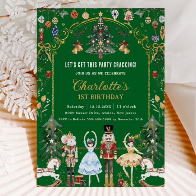 Invitation Nutcracker Vintage Noël 1er anniversaire (Créateur téléchargé)