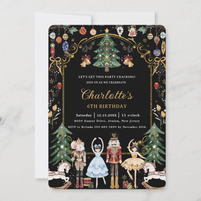 Invitation Nutcracker Vintage Noël Anniversaire (Devant)