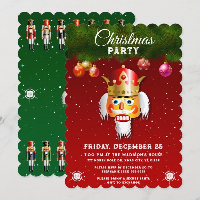 Invitation Nutty Nutcrackers Fête de Noël (Devant / Derrière)