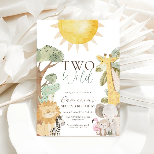 Invitation Nyala Safari Animaux Deux Sauvages Deuxième Annive (Créateur téléchargé)