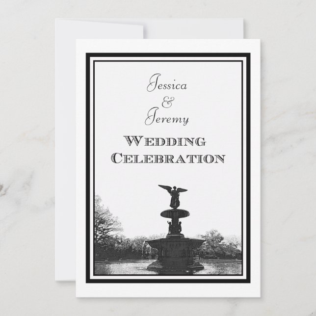 Invitation NYC Central Park Bethesda Ft DIY Etch Mariage (Devant)