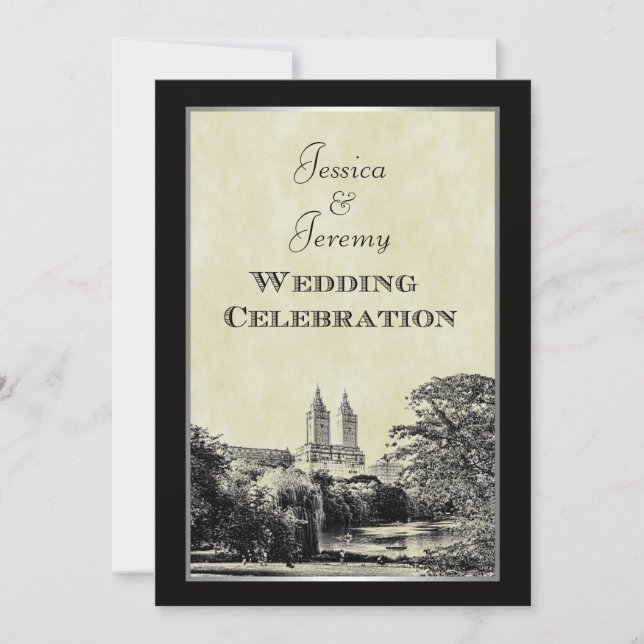 Invitation NYC Central Park Lake San Remo Etched Du Mariage (Devant)