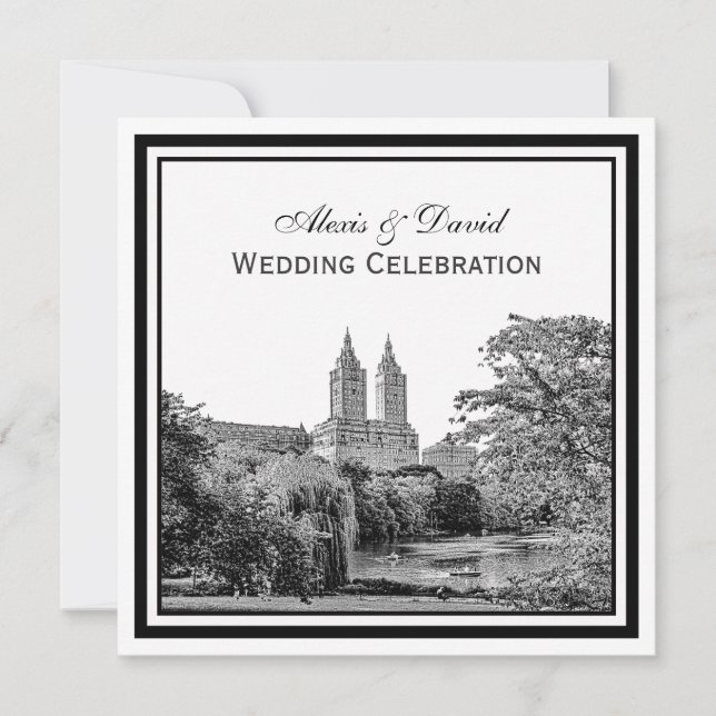 Invitation NYC Central Pk Lake San Remo Mariage SQ Etched (Devant)